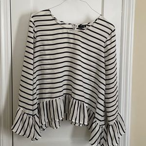 Black and white striped a.n.a blouse XL